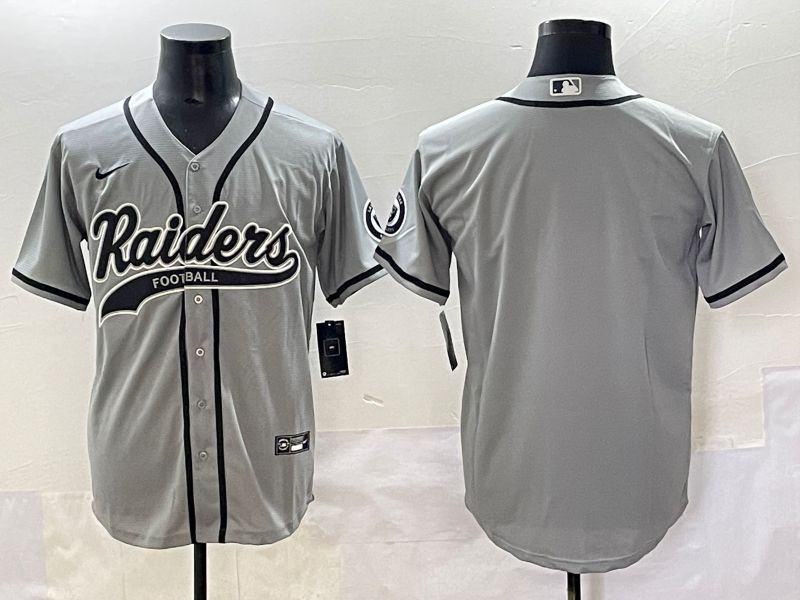 Men 2025 Oakland Raiders Blank Grey Joint Name Nike Limited NFL Jersey style 1